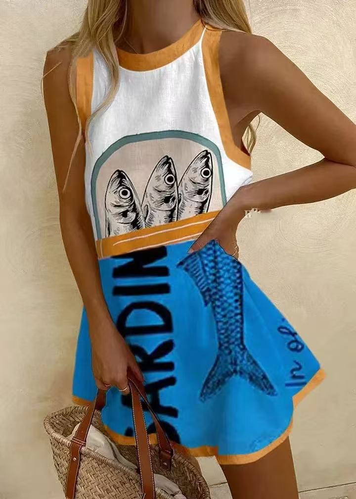 Isoria™ | Mini abito con stampa blu