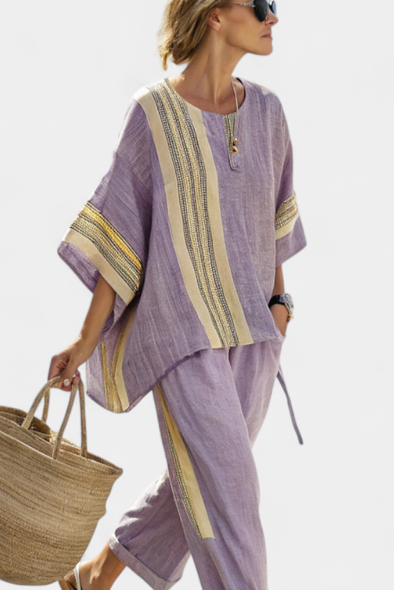 Lavanda Lino™ | Righe Gialle