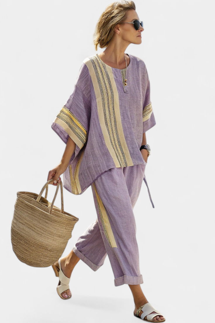 Lavanda Lino™ | Righe Gialle