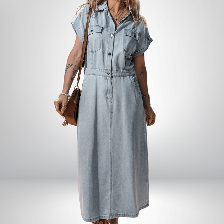Sofia™ | Elegante Abito in Denim con Fascino a Pipistrello
