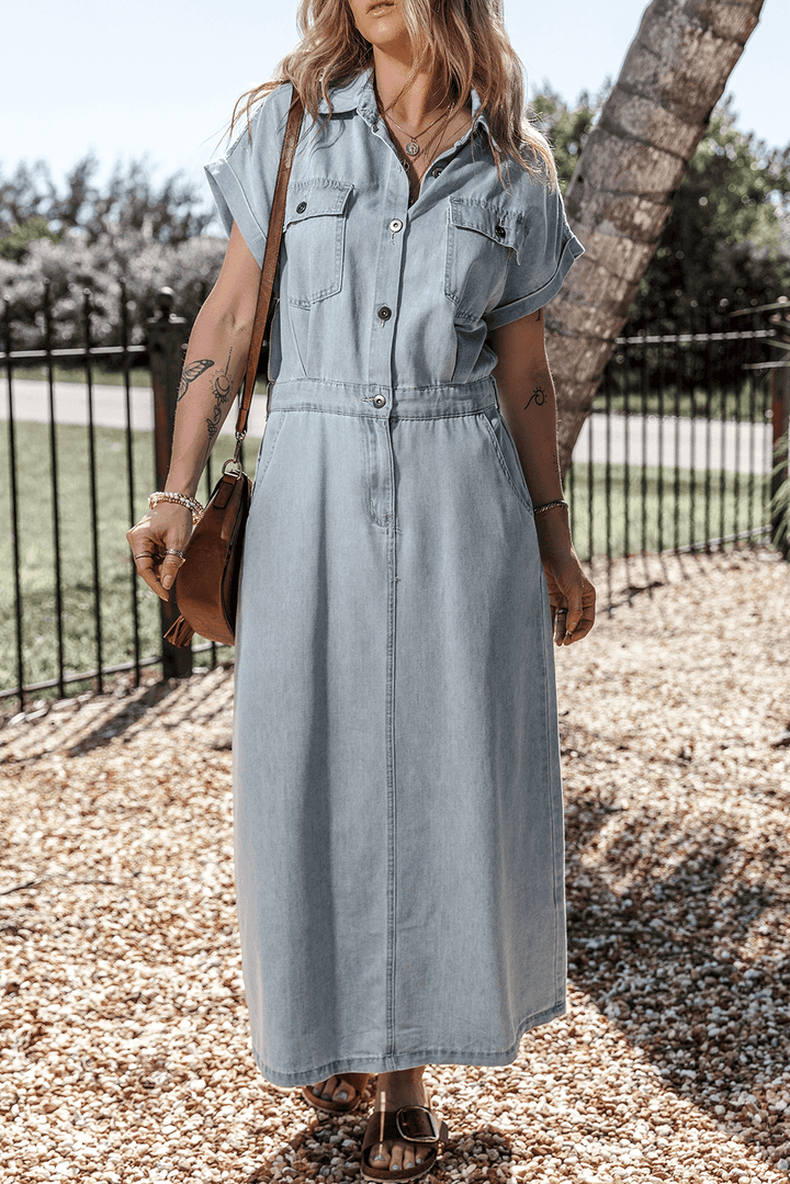 Sofia™ | Elegante Abito in Denim con Fascino a Pipistrello