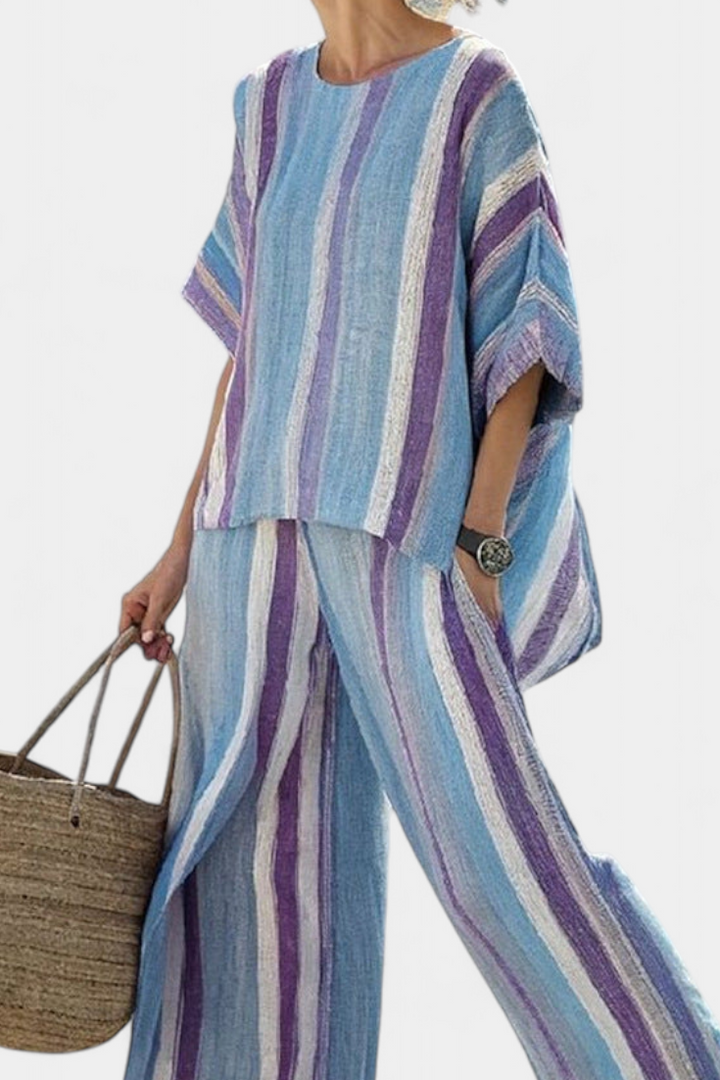Lavanda Lino™ | Righe Malva e Azzurre