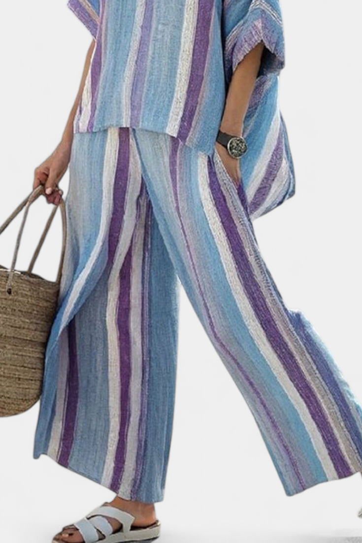 Lavanda Lino™ | Righe Malva e Azzurre