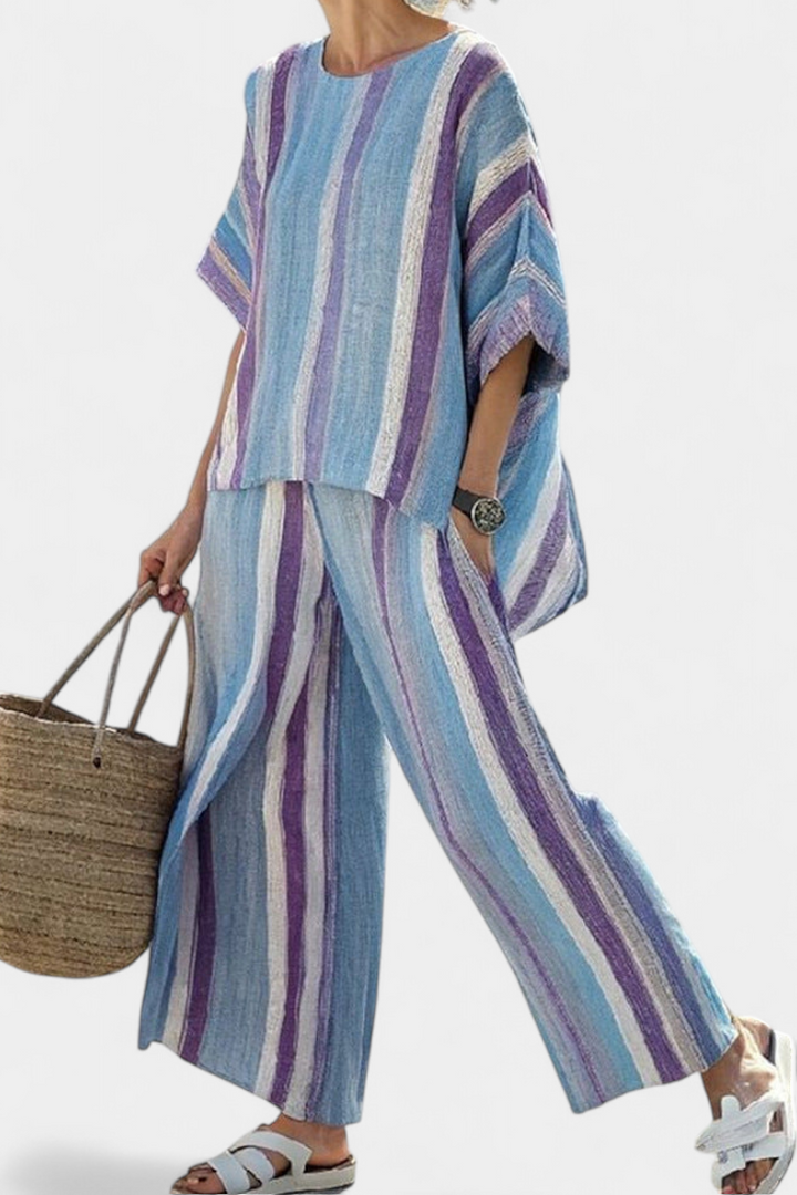 Lavanda Lino™ | Righe Malva e Azzurre